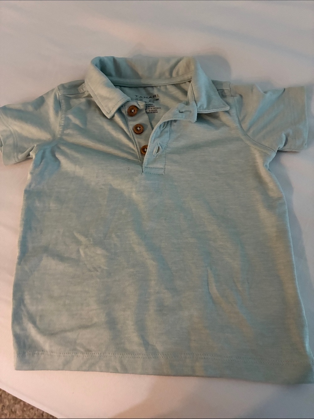 Tahari Mint Green Kids Polo with Wooden-Style Buttons